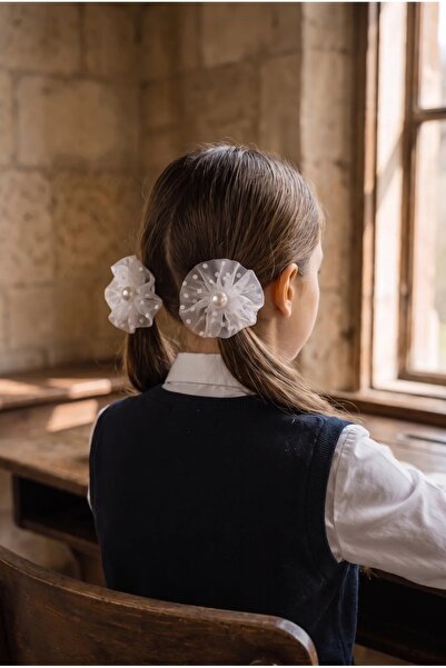Katia&Bony Κοριτσίστικη λαστιχένια αγκράφα με πουά τούλι, λουλουδάτο σχέδιο κ...