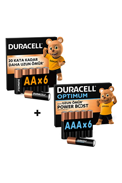 Duracell Optimum AAA Alkalin İnce Kalem Pil 6’lı Paket + AA Alkalin Kalem Pil...
