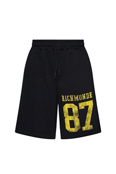 John Richmond Men's BERMUDA Fleece TANANI shorts, Cotton, Black, S INTL.