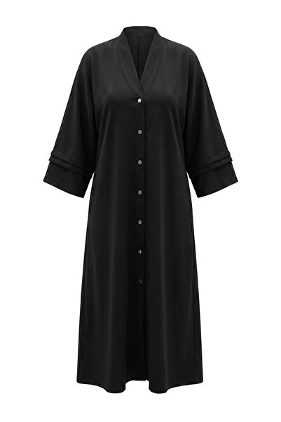 Trendyol Modest Schwarze, entspannt geschnittene Maxi-Woven-Kappe und -Badema...