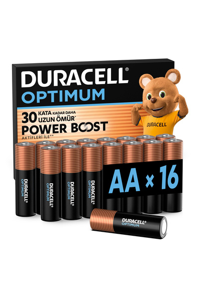 Duracell Optimum AA Alkalin Pil, 1,5 V LR6 MN1500, 16’lı paket