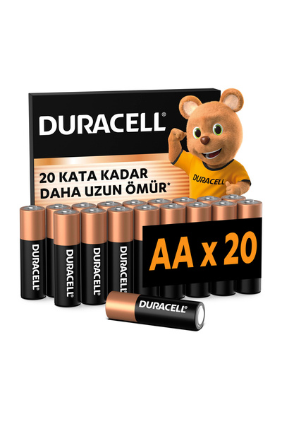 Duracell Alkalin AA Kalem Pil, 1,5V (LR06 / MN2400), 20'li  Paket