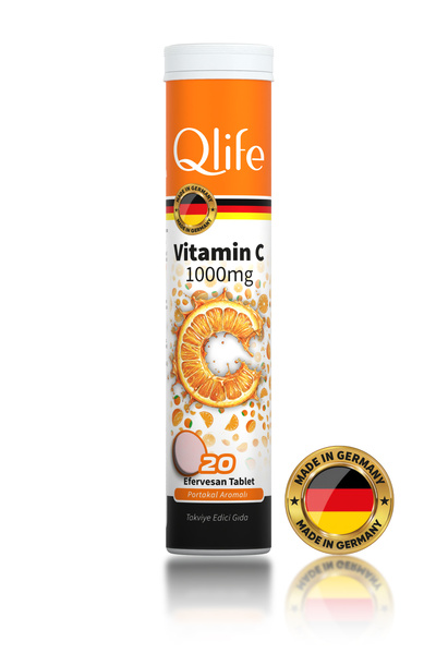 Qlife Vitamin C 1000 mg Effervescent Tablets Vitamin C İçeren Efervesan Tablet Takviye Edici Gıda