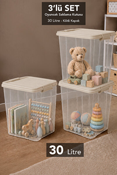 Meleni Baby 3-Piece Deep Toy Box - Organizer with Lid Baby Kids Room Toy Stor...