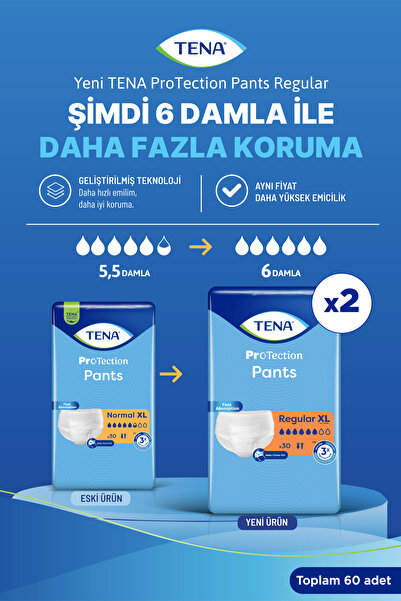 TENA Protection Pants Regular Emici Külot 6 Damla XL 30'lu 2 Paket (60 Adet)