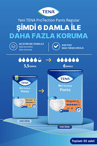 TENA Protection Pants Regular Emici Külot 6 Damla L 30'lu 1 Paket (30 Adet)