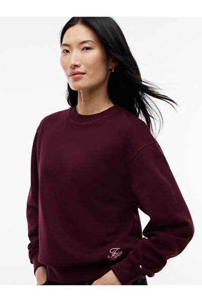 Tommy Hilfiger WW0WW52355 SCRIPT TERRY MDRN C-NK Φούτερ XIH Βαθύ Μπορντό