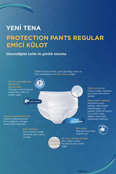TENA Protection Pants Regular Emici Külot 6 Damla XL 30'lu 4 Paket (120 Adet)