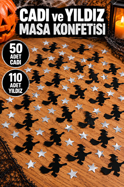 Huzur Party Store Halloween Masa Konfeti Pul 50 Cadı 110 Yıldız Serpiştirmeli...