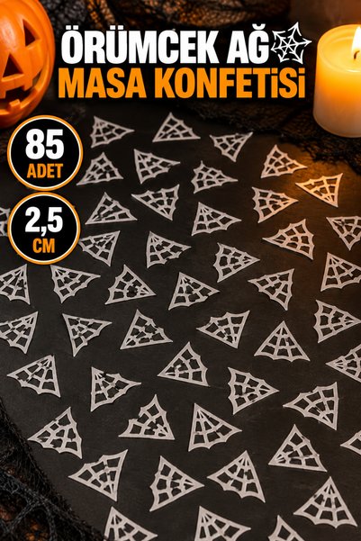 Huzur Party Store Halloween Örümcek Ağı Masa Konfeti Pul 2,5 cm 85 Adet Holog...