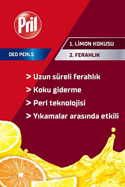 Pril Deo Pearls Bulaşık Makinesi Koku Giderici Limon Kokulu 17 G