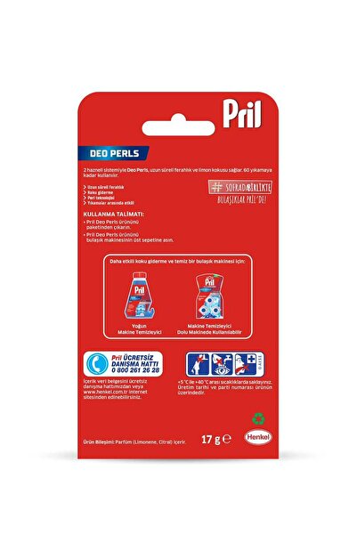 Pril Deo Pearls Bulaşık Makinesi Koku Giderici Limon Kokulu 17 G