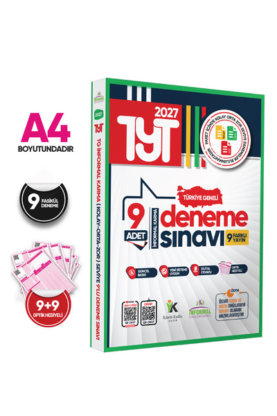 İnformal Yayınları 2027 TYT Türkiye Geneli Kurumsal 9lu Paket Deneme Sınavı D...