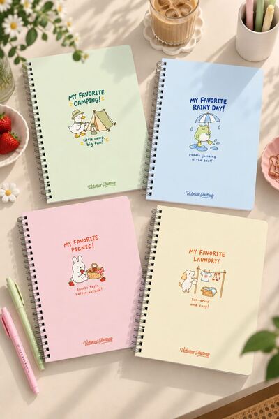 Victoria's Journals Σετ 4 Σχολικών Τετραδίων με Σπιράλ Εξώφυλλο από Χαρτόνι Α...