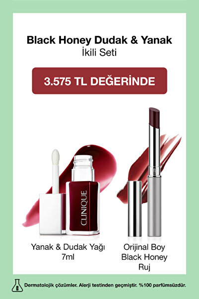 Clinique Black Honey Dudak & Yanak İkili Seti | Almost Lipstick Honey Ruj, Dudak & Yanak Yağı