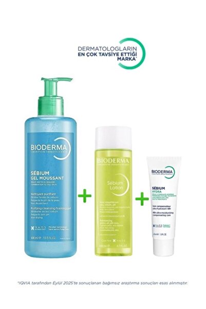 Bioderma Sebium  Akne Bakım Set | Krem - Tonik - Temizleme Jel Orijinal Boy