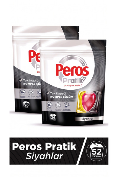 Peros Pratik Matik Çamaşır Deterjanı Kapsülü - Tableti 52 Adet Siyahlar (2PK*26)