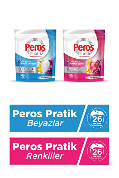Peros Pratik Matik Tek kapsül komple çözüm Beyazlar ve Renkliler (26+26) 52 t...