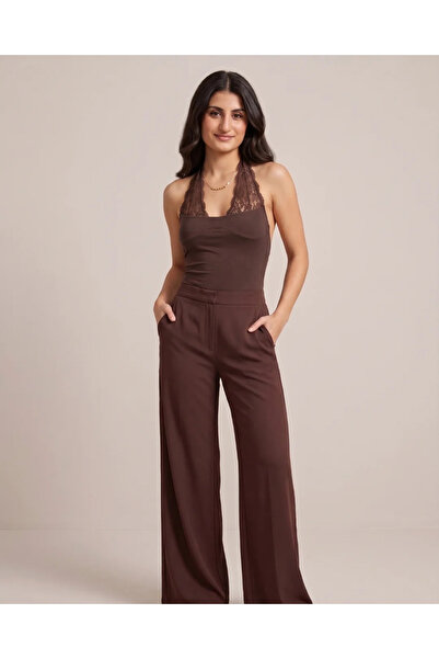 Cherie Style Kadın Dantel Detaylı Çıtçıtlı Crop Atlet