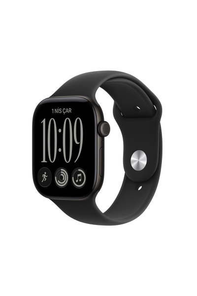 Apple Watch Series 12 GPS 42mm Siyah Alüminyum Kasa ve Siyah Spor Kordon - S/M