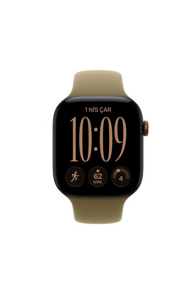 Apple Watch Series 12 GPS 46mm Koyu Bronz Alüminyum Kasa ve Zeytin Yeşili Spor Kordon - M/L