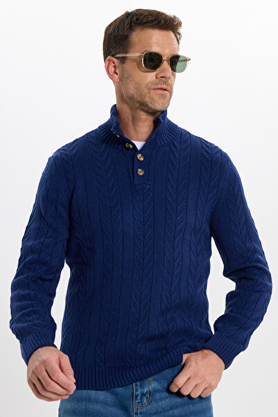 Tudors Erkek Slim Fit Dar Kesim Yumuşak Dokulu Desenli Dik Yaka Düğmeli Saks ...