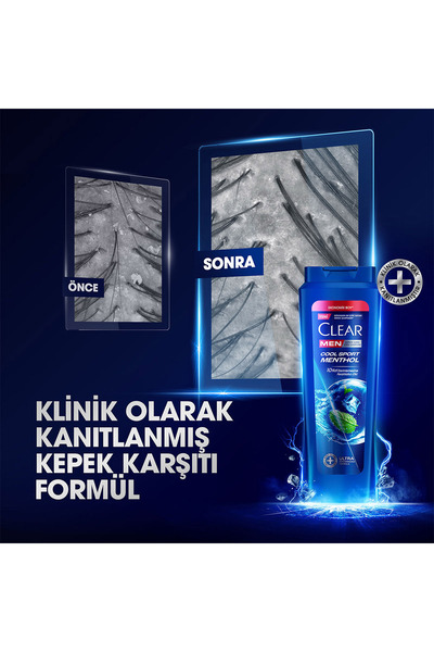 Clear Men Kepeğe Karşı Etkili Şampuan Cool Sport Menthol 600 ml x3