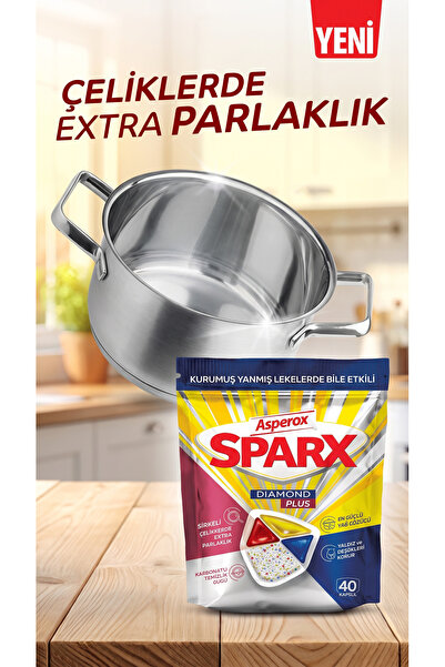 ASPEROX Sparx Diamond Plus Bulaşık Makinesi Tableti 40’lı- 2 paket
