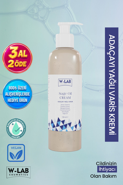 W-Lab Cosmetics Sage Oil Adaçayı Yağlı Varis Kremi 190 ml