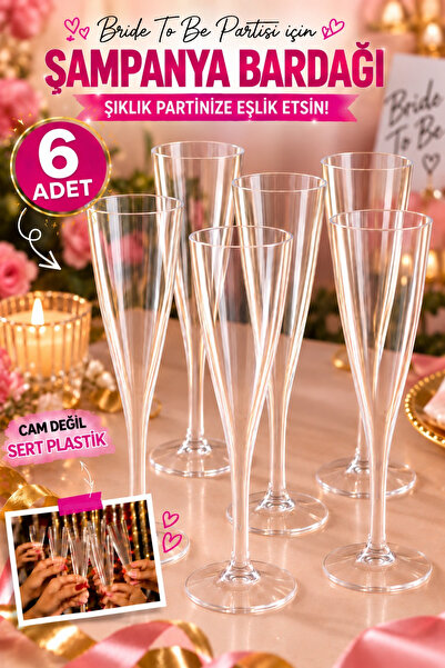 Huzur Party Store Bride To Be Partisi Kadeh Şampanya Bardağı 6'lı Bekarlığa V...