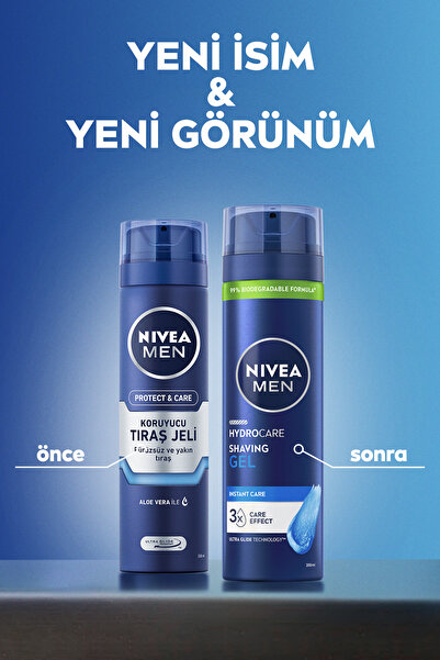 NIVEA MEN Erkek Tıraş Jeli Hydrocare 200ml, Aloe Vera, Kesiklere Karşı Koruyucu ve Nemlendirici