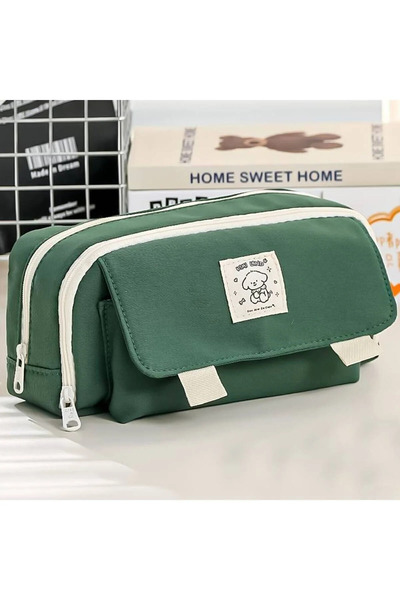 GlassySKY Multi-Compartment, Large Capacity Canvas Pencil Case with Front Poc...