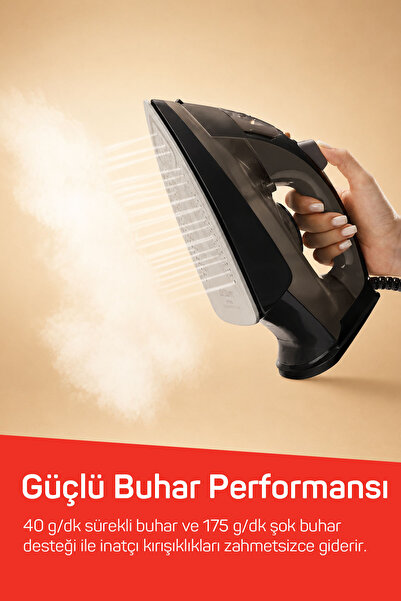 Arzum AR6030 SteamPro Plus Buharlı Ütü 2400W, Seramik Taban, 175 gr/min Şok Buhar, Kahverengi