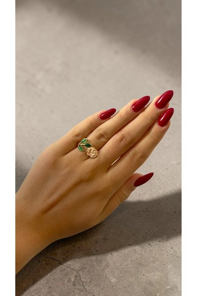 AUREON GOLD Pink Rose Design Ring