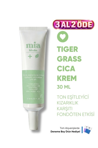 mia klinika Tiger Grass Ton Eşitleyici Kızarıklık Karşıtı 50 Spf Cica Krem 30 ml