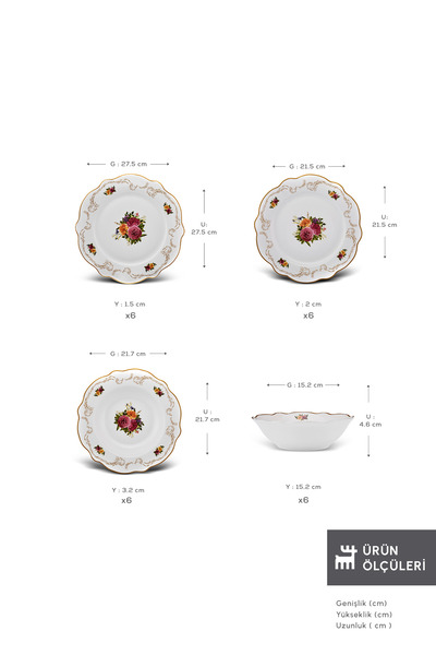 Karaca Forever Bone Antique 24 Parça 6 Kişilik Yemek Takımı