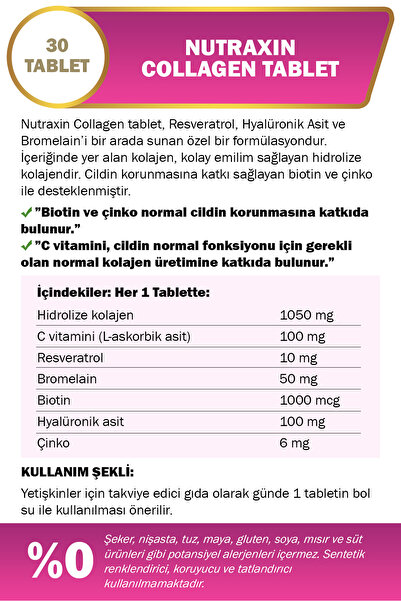 Nutraxin Hidrolize Collagen 30 Tablet 2'li Paket