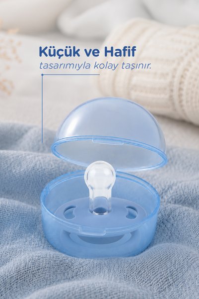 Wee Baby Taşınabilir Hijyenik Bebek Emzik Saklama Kutusu Mavi