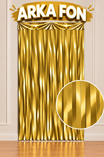 Huzur Party Store Metalik Kendinden Yapışkanlı Folyo Gold Arka Fon Sarı Perde...