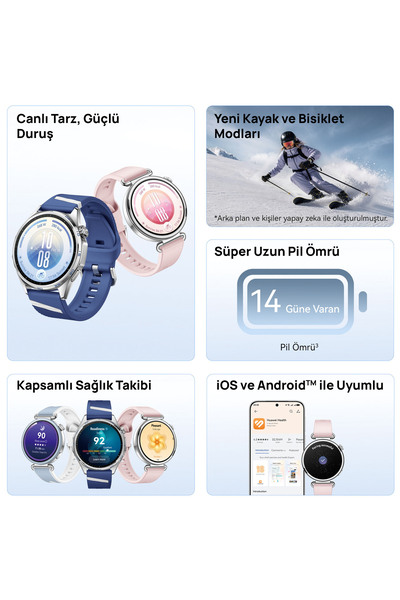 Huawei Watch GT 7 41 mm Akıllı Saat - Mavi, 14 Güne Varan Pil Ömrü, iOS ve Android Uyumlu