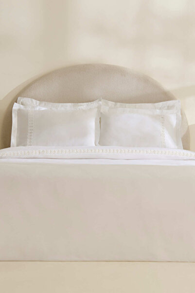 Karaca Home Miel 100% Cotton Satin Double Duvet Cover Set White