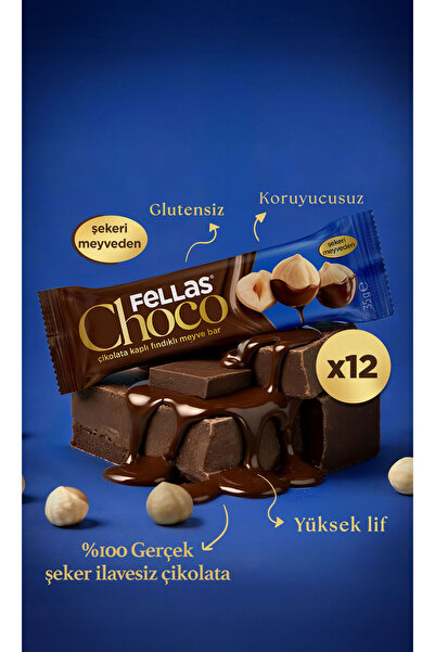 Fellas Choco - Çikolata Kaplı Fındıklı Meyve Bar (35 g) x 12 Adet