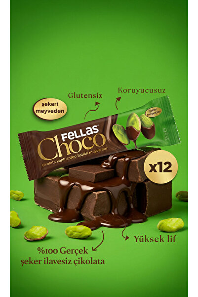 Fellas Choco - Çikolata Kaplı Antep Fıstıklı Meyve Bar (35 g) x 12 Adet
