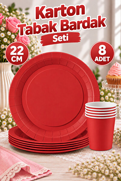 Huzur Party Store Kırmızı Renkli Dayanıklı Kullan At 8 Er Adet 22 Cm Doğum Gü...