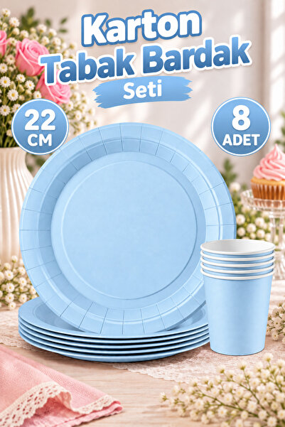 Huzur Party Store Mavi Renkli Dayanıklı Kullan At 8 Er Adet 22 Cm Doğum Günü ...