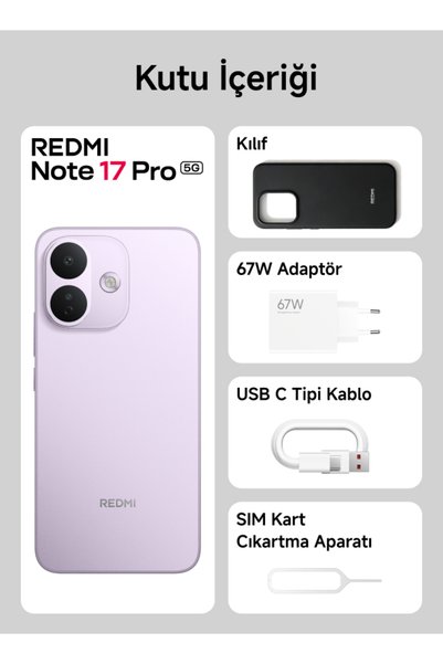 Xiaomi REDMI Note 17 Pro 5G 8GB+256GB Mor (Xiaomi Türkiye Garantili)