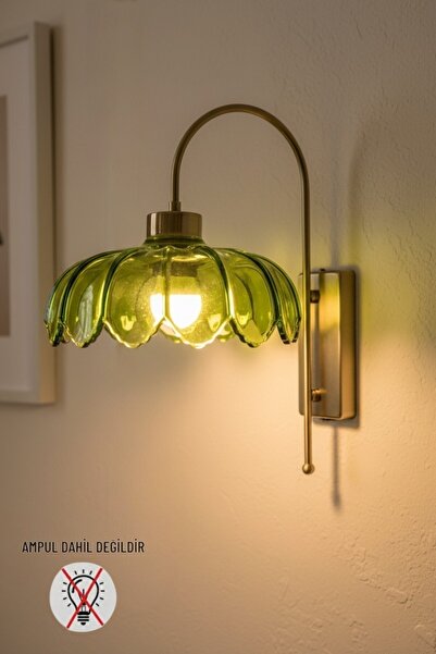 Bamyum Bloom Green Glass Sconce Wall Lamp Modern Hotel Cafe Vintage Living Ro...