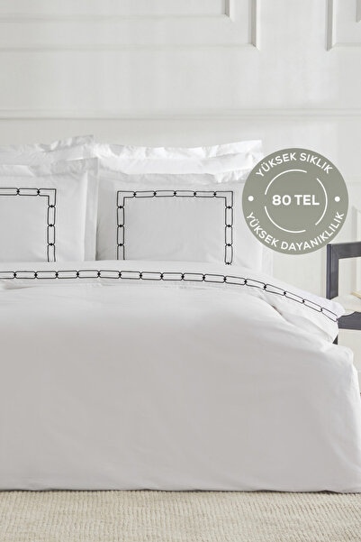 Karaca Home Diane 80 Tel %100 Pamuk Çift Kişilik Percale Nevresim Takımı Nakı...