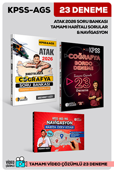 Eğit Akademi Coğrafya 3’lü Set – Atak 2026 Soru Bankası + Bordo Serisi 23 Den...