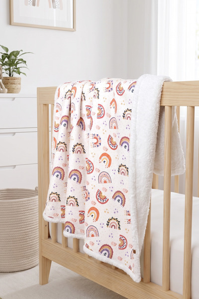 HAMUR Fluffy Bebek Battaniyesi 80x100 Cm Gök Pudra Kundak Puset Çift Taraflı ...